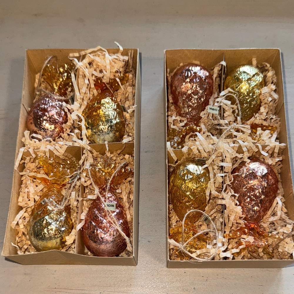 Anthropologie Glitter Ville 8 Christmas Ornaments